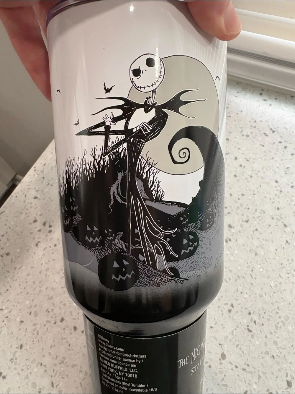 NEW Disney The Nightmare Before Christmas Black/White Travel Tumbler with Handle